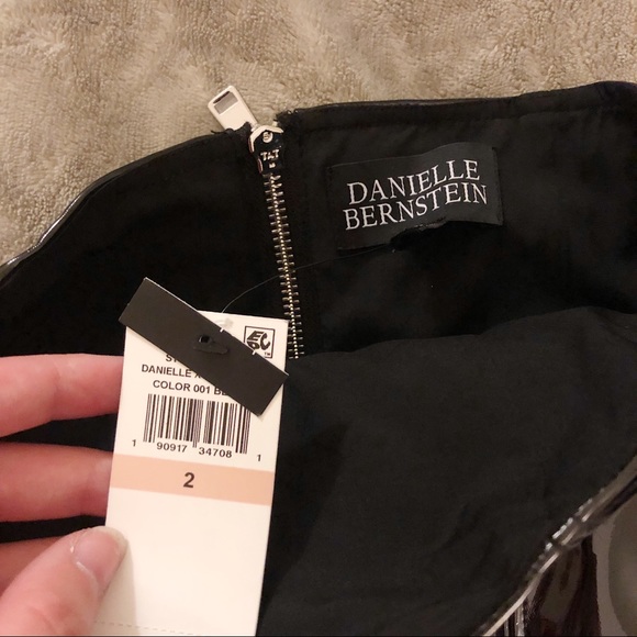 NWT Danielle Bernstein Black Patent Leather High Waisted Mini Skirt - Picture 4 of 7
